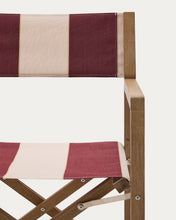 Load image into Gallery viewer, Vilara burgundy and beige striped outdoor folding chair made of FSC 100% solid acacia wood - image 7