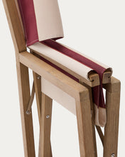 Load image into Gallery viewer, Vilara burgundy and beige striped outdoor folding chair made of FSC 100% solid acacia wood - image 8