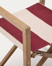 Load image into Gallery viewer, Vilara burgundy and beige striped outdoor folding chair made of FSC 100% solid acacia wood - image 9