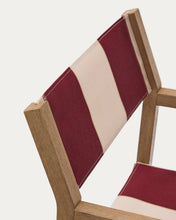 Load image into Gallery viewer, Vilara burgundy and beige striped outdoor folding chair made of FSC 100% solid acacia wood - image 10