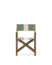 Load image into Gallery viewer, Vilara green and beige striped outdoor folding chair made of FSC 100% solid acacia wood - image 4