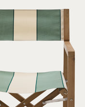 Load image into Gallery viewer, Vilara green and beige striped outdoor folding chair made of FSC 100% solid acacia wood - image 6