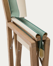 Load image into Gallery viewer, Vilara green and beige striped outdoor folding chair made of FSC 100% solid acacia wood - image 7