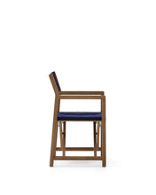 Load image into Gallery viewer, Vilara blue and beige striped outdoor folding chair made of FSC 100% solid acacia wood - image 2