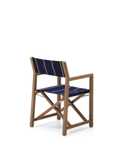 Load image into Gallery viewer, Vilara blue and beige striped outdoor folding chair made of FSC 100% solid acacia wood - image 3