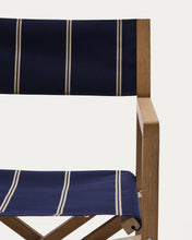 Load image into Gallery viewer, Vilara blue and beige striped outdoor folding chair made of FSC 100% solid acacia wood - image 8
