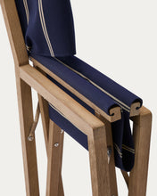 Load image into Gallery viewer, Vilara blue and beige striped outdoor folding chair made of FSC 100% solid acacia wood - image 9