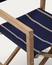 Load image into Gallery viewer, Vilara blue and beige striped outdoor folding chair made of FSC 100% solid acacia wood - image 10