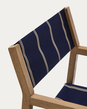 Load image into Gallery viewer, Vilara blue and beige striped outdoor folding chair made of FSC 100% solid acacia wood - image 11