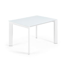 Load image into Gallery viewer, Axis white glass extendable table with white steel legs 120 (180) cm