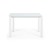 Load image into Gallery viewer, Axis white glass extendable table with white steel legs 120 (180) cm - image 2