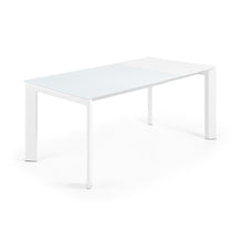 Load image into Gallery viewer, Axis white glass extendable table with white steel legs 120 (180) cm - image 3
