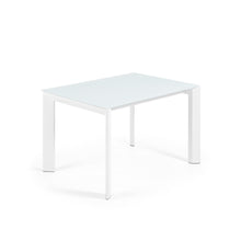 Load image into Gallery viewer, Axis white glass extendable table with white steel legs 120 (180) cm - image 4