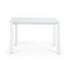 Load image into Gallery viewer, Axis white glass extendable table with white steel legs 120 (180) cm - image 5