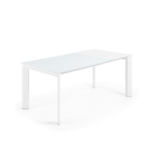 Load image into Gallery viewer, Axis white glass extendable table with white steel legs 120 (180) cm - image 6