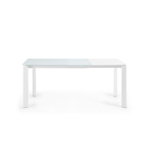 Load image into Gallery viewer, Axis white glass extendable table with white steel legs 120 (180) cm - image 8