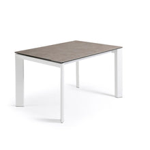 Load image into Gallery viewer, Axis extendable ceramic table in Vulcano Ceniza finish, white steel legs 120 (180) cm