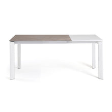 Load image into Gallery viewer, Axis extendable ceramic table in Vulcano Ceniza finish, white steel legs 120 (180) cm - image 7