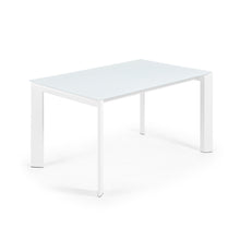 Load image into Gallery viewer, Axis white glass extendable table with white steel legs 140 (200) cm