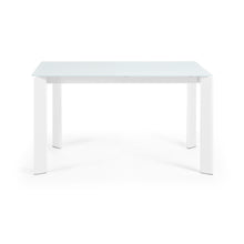 Load image into Gallery viewer, Axis white glass extendable table with white steel legs 140 (200) cm - image 2