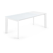 Load image into Gallery viewer, Axis white glass extendable table with white steel legs 140 (200) cm - image 3