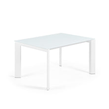 Load image into Gallery viewer, Axis white glass extendable table with white steel legs 140 (200) cm - image 4