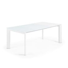 Load image into Gallery viewer, Axis white glass extendable table with white steel legs 140 (200) cm - image 6