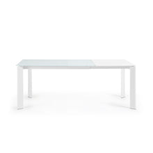 Load image into Gallery viewer, Axis white glass extendable table with white steel legs 140 (200) cm - image 8