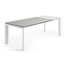 Load image into Gallery viewer, Axis porcelain extendable table in Hydra Lead finish with white steel legs 140 (200) cm - image 3