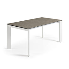Load image into Gallery viewer, Axis porcelain extendable table in Volcano Ash finish with white steel legs 140 (200) cm