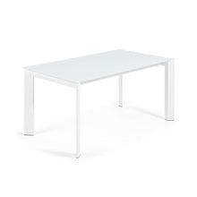 Load image into Gallery viewer, Axis white glass extendable table with white steel legs 160 (220) cm
