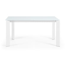 Load image into Gallery viewer, Axis white glass extendable table with white steel legs 160 (220) cm - image 2