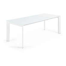 Load image into Gallery viewer, Axis white glass extendable table with white steel legs 160 (220) cm - image 3