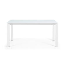 Load image into Gallery viewer, Axis white glass extendable table with white steel legs 160 (220) cm - image 5