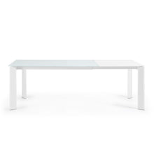Load image into Gallery viewer, Axis white glass extendable table with white steel legs 160 (220) cm - image 8