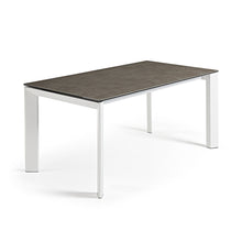 Load image into Gallery viewer, Axis extendable ceramic table in Vulcano Ceniza finish, white steel legs 160 (220) cm