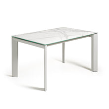 Load image into Gallery viewer, Axis porcelain extendable table in White Kalos finish with grey legs 140 (200) cm