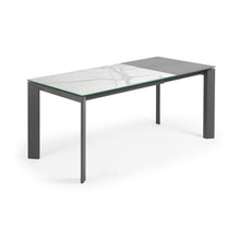 Load image into Gallery viewer, Axis extendable porcelain table with Kalos Blanco finish and dark grey legs, 120 (180) cm - image 3