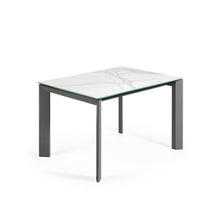 Load image into Gallery viewer, Axis extendable porcelain table with Kalos Blanco finish and dark grey legs, 120 (180) cm - image 4