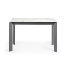 Load image into Gallery viewer, Axis extendable porcelain table with Kalos Blanco finish and dark grey legs, 120 (180) cm - image 5