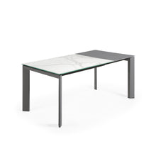 Load image into Gallery viewer, Axis extendable porcelain table with Kalos Blanco finish and dark grey legs, 120 (180) cm - image 6