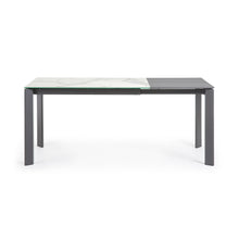 Load image into Gallery viewer, Axis extendable porcelain table with Kalos Blanco finish and dark grey legs, 120 (180) cm - image 7