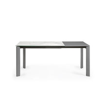 Load image into Gallery viewer, Axis extendable porcelain table with Kalos Blanco finish and dark grey legs, 120 (180) cm - image 8
