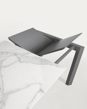 Load image into Gallery viewer, Axis extendable porcelain table with Kalos Blanco finish and dark grey legs, 120 (180) cm - image 9