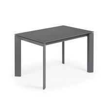 Load image into Gallery viewer, Axis extendable porcelain table with Volcano Rock finish and dark grey steel legs, 120 (180) cm