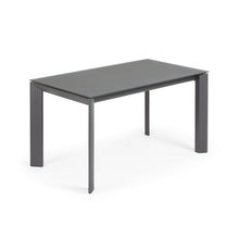 Load image into Gallery viewer, Axis extendable table in grey glass with steel legs in a dark grey finish, 140 (200) cm