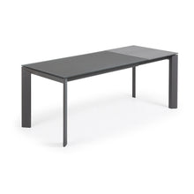 Load image into Gallery viewer, Axis extendable table in grey glass with steel legs in a dark grey finish, 140 (200) cm - image 3