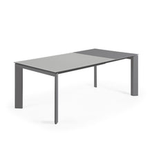Load image into Gallery viewer, Axis extendable table in grey glass with steel legs in a dark grey finish, 140 (200) cm - image 6