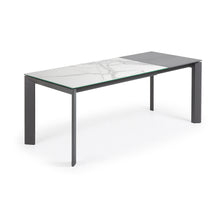 Load image into Gallery viewer, Axis extendable porcelain table with Kalos Blanco finish and dark grey steel legs, 140 (200) cm - image 3