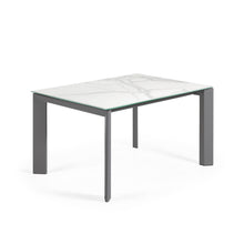 Load image into Gallery viewer, Axis extendable porcelain table with Kalos Blanco finish and dark grey steel legs, 140 (200) cm - image 4